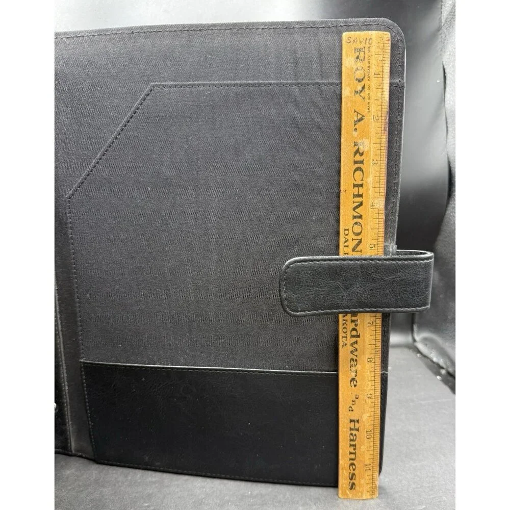 Vintage Day Timer Planner Organizer 7 Ring Binder Black Leather Made In USA 1995